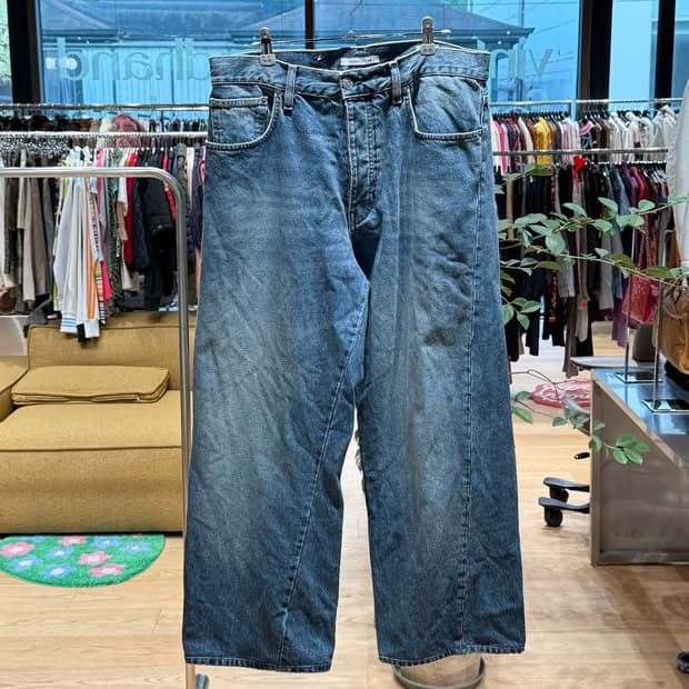 선플라워 데님 와이드 팬츠
