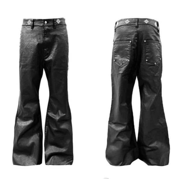 유니크 부츠컷 브러시 왁스 코팅 14oz 데님 팬츠 