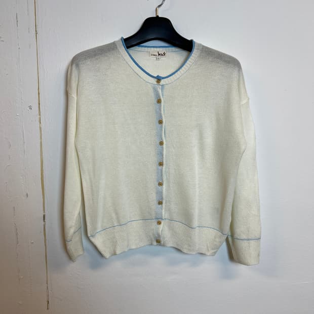 O111 TITICACA 아이보리 블루포인트 가디건 F