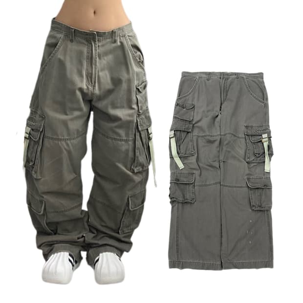 멀티포켓 Y2K 탄창 와이드 유틸리티 와이드 카고팬츠