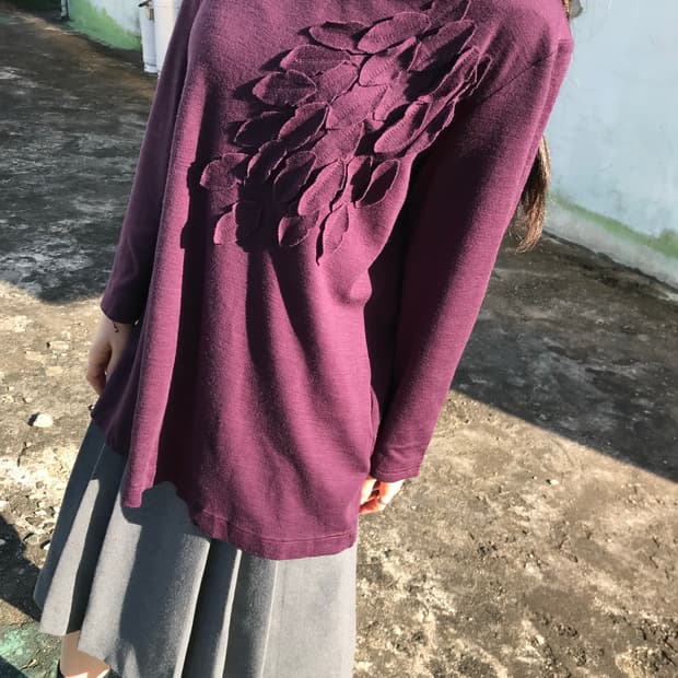 딥퍼플 나뭇잎 티셔츠