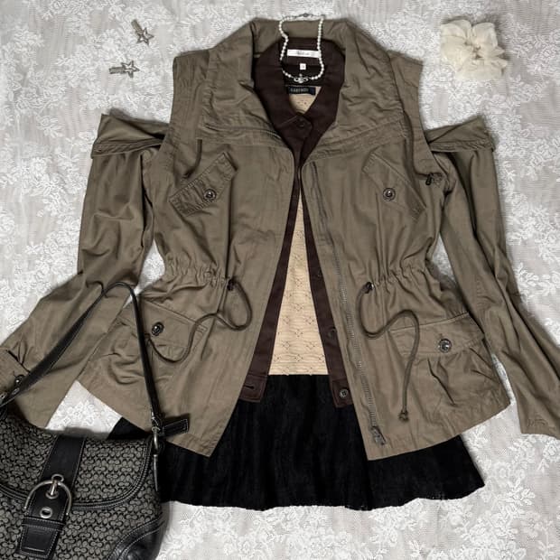 카키 브라운 봄버 자켓 세트