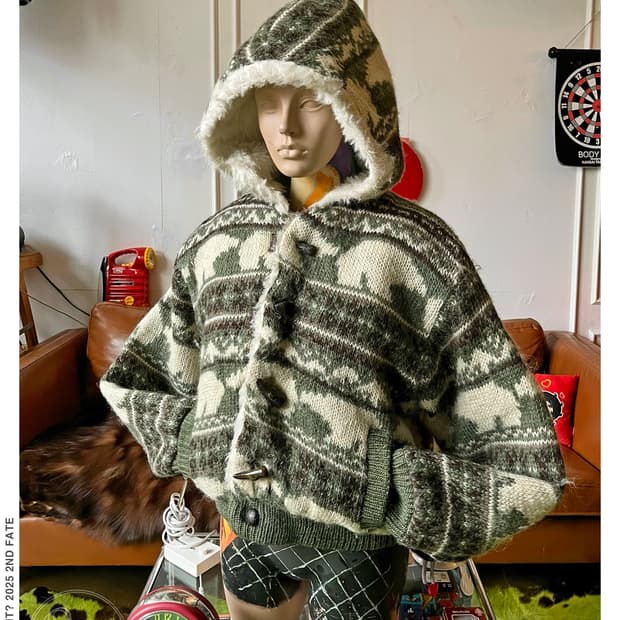 1980s DIXIE SPORTS Wool Cowichan Hood JK