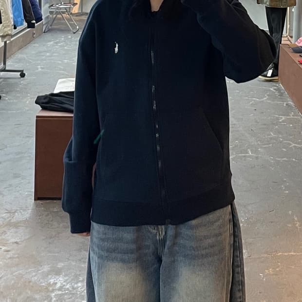 폴로 랄프로렌 네이비 자수로고 코튼 풀 집업 자켓 H1608