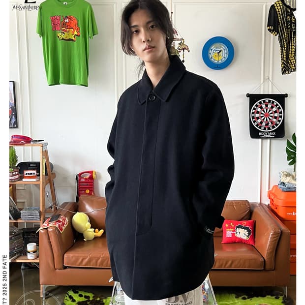 1990s YSL Pure Homme Black Wool Coat
