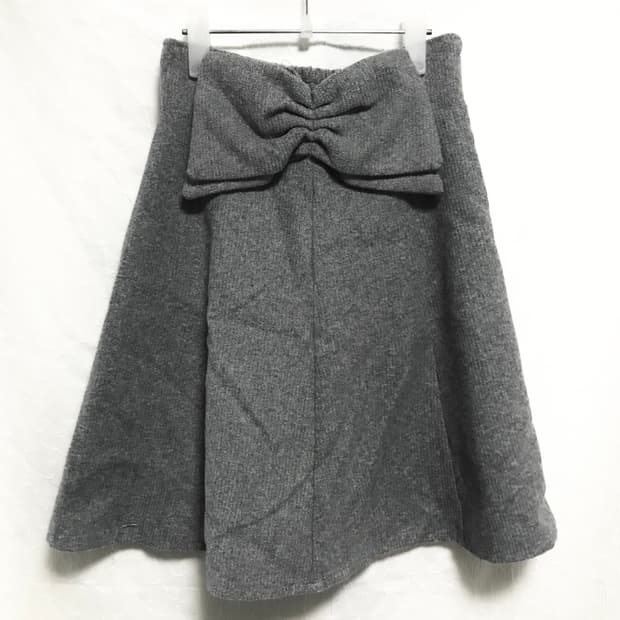 빈티지 니혼진 너드 그레이 리본 미디 스커트