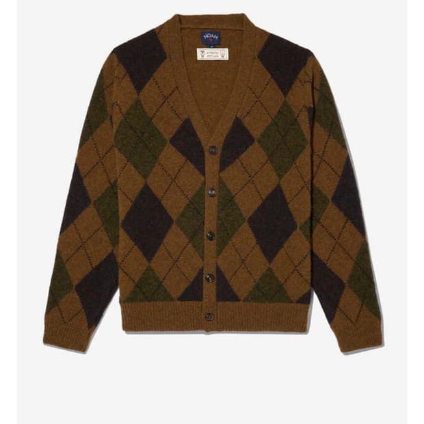 노아(NOAH NY)아가일 셰틀랜드 카디건 올리브 미드나잇 파인