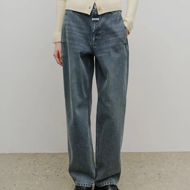 마리떼 프랑소와 저버 청바지 와이드 벌룬핏 데님팬츠 애쉬블루 25 새상품