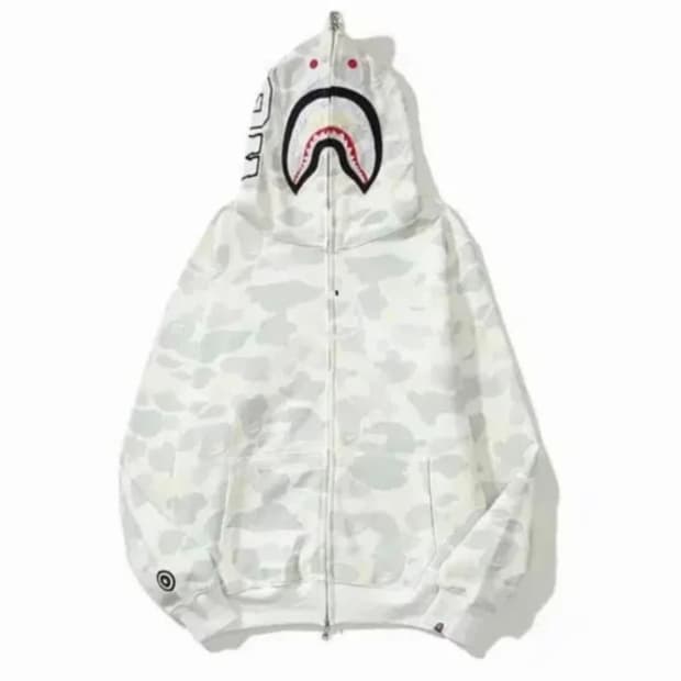 (구해요) 베이프 화이트 카모 샤크 백계 후드집업