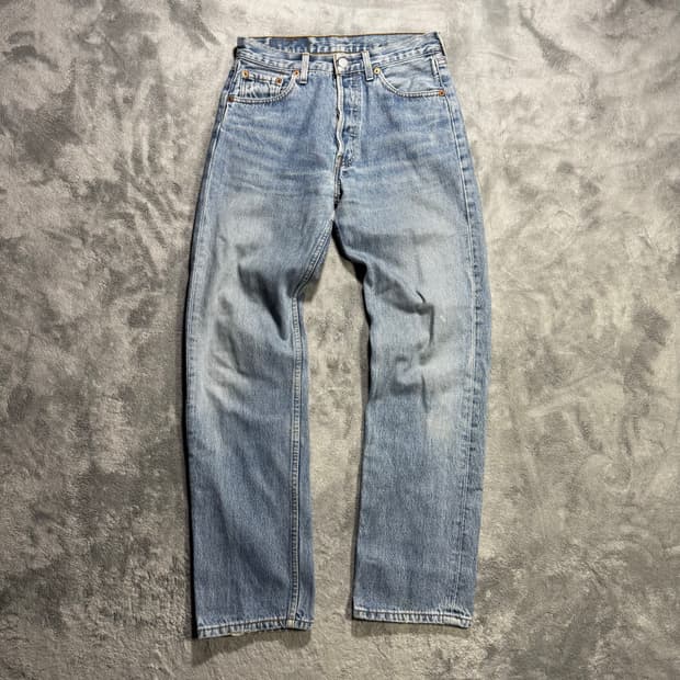 90s 리바이스 501 made in france 연청 데님팬츠