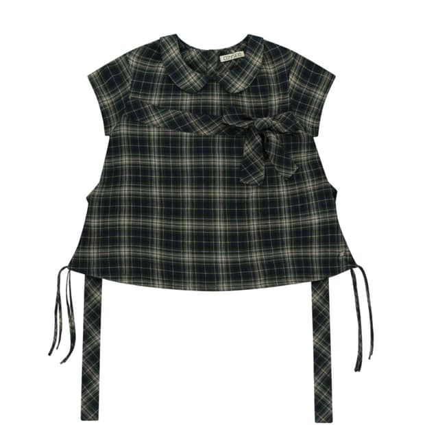 코이세이오 보우 블라우스 체크