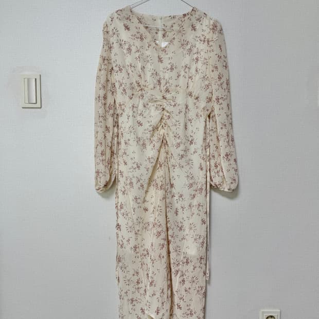 새상품,착용컷o)플라워 셔링 롱원피스