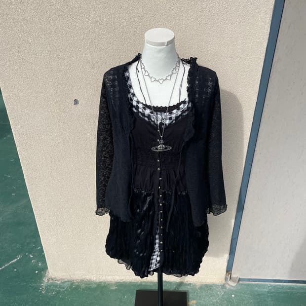 고딕 공겜여주깔 코디세트 #고스 #무채색 #다크모리