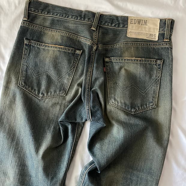 빈티지 y2k 에드윈 워싱 데님 와이드팬츠