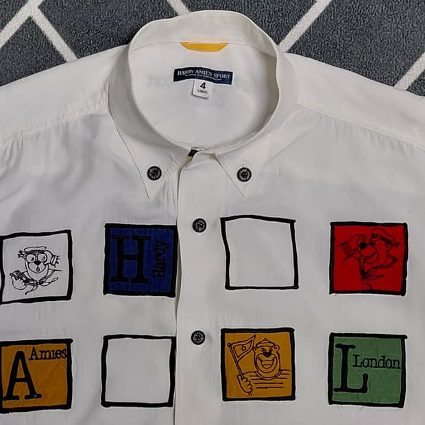 ​[L/실크혼방] HARDY AMIES SPORT 자수 레이온 셔츠