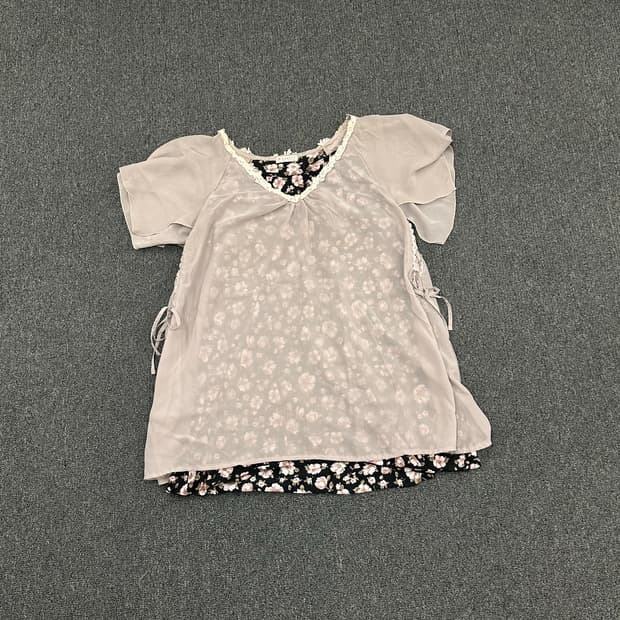 M)Axes Femme vintage 여성 레이스 플로럴 레이어드 블라우