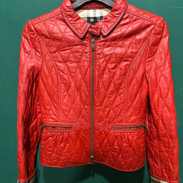 버버리 양가죽 숏 퀼팅자켓S