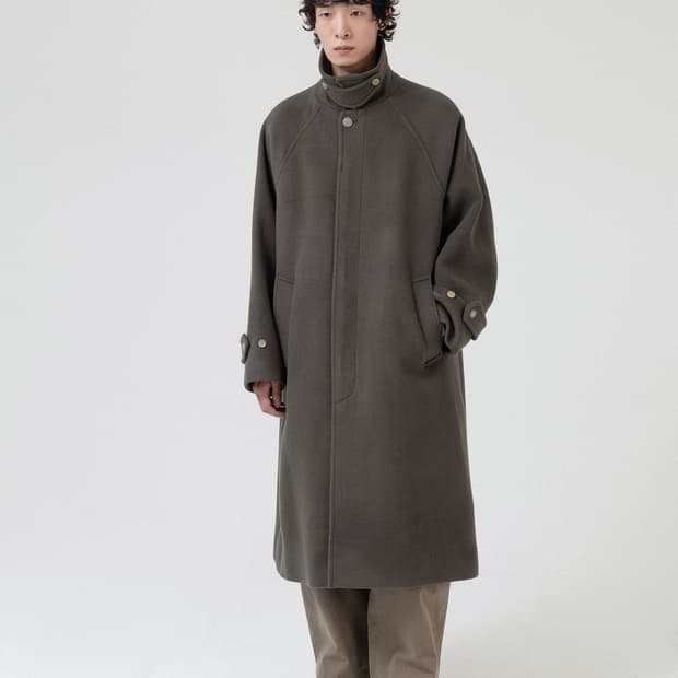 브라운야드 25fw 발마칸 코트 올리브 그레이