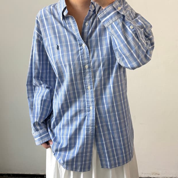 [L] 폴로 블루 체크 셔츠