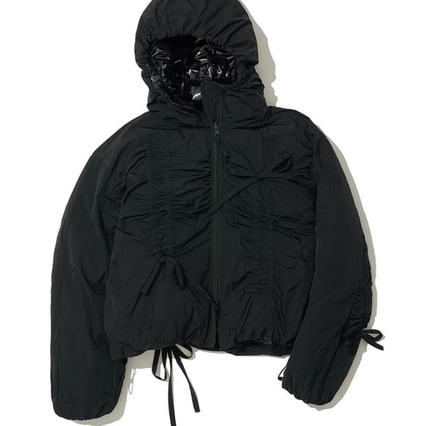 파르티멘토 리버시블 셔링 후디드 푸퍼 자켓_블랙
