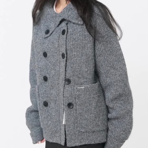 미세키서울 더블 버튼 그레이 니트