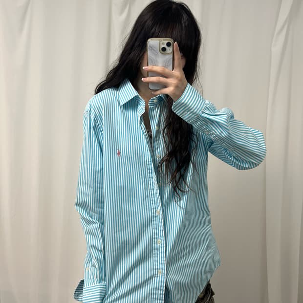 Polo sky blue stripe shirt
