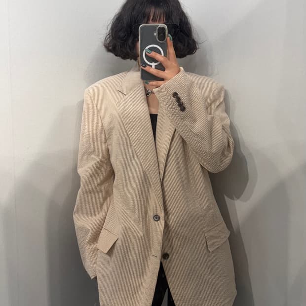 L 폴로 랄프 로렌 90s 올드스쿨 스트라이프 블레이저 자켓 크림