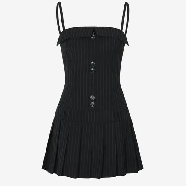 페인오어플레져 하트 탑 드레스 블랙 M