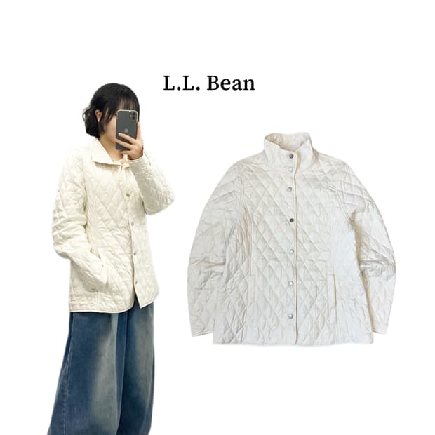 엘엘빈 아이보리 크림 경량 퀼팅 자켓