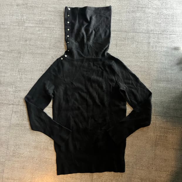 일본빈티지 하구미모리걸 할메카지 사이드버튼 폴라티셔츠