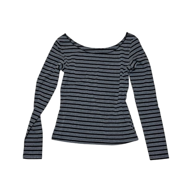 Stripe off-shoulder slim fit boat top