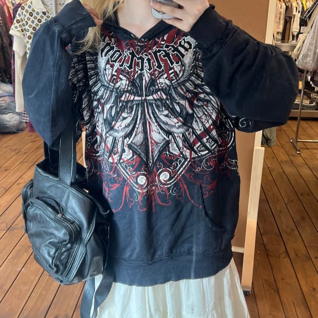 Affliction 블랙 펑크 후드티