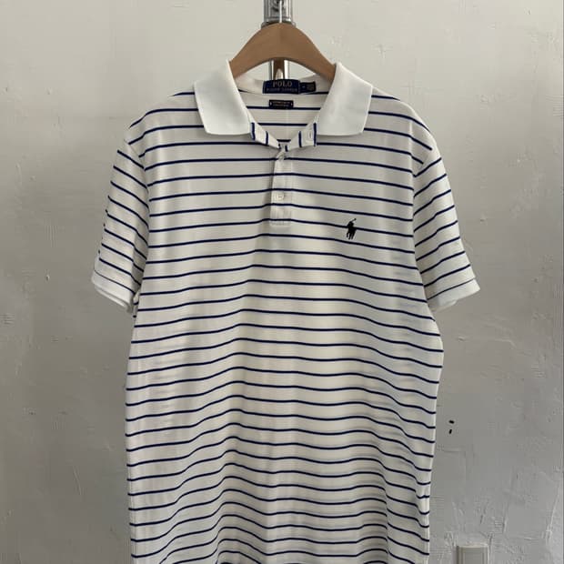 Polo 폴로 랄프로렌 신형라벨 블루 스트라이프 PK 티셔츠