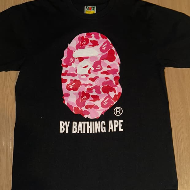 베이프 bape abc 핑크 카모 반팔 티셔츠 라지 L