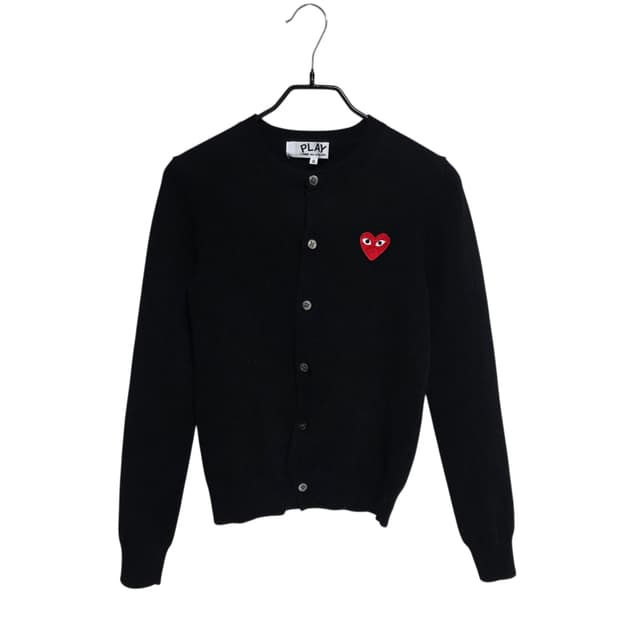 꼼데가르송 플레이 여성 라운드넥 가디건 블랙