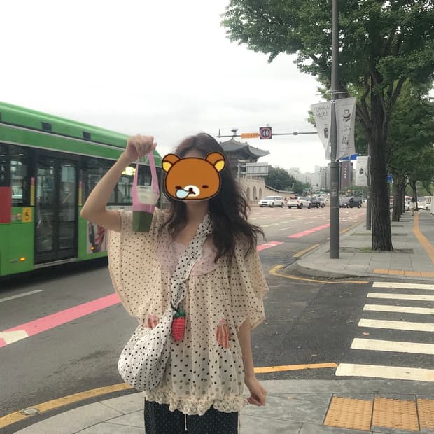 빈티지 도트 반팔 티셔츠 고양이 아일릿 히메갸루 로걀 모리걸 페어리