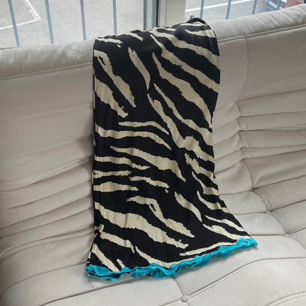 TOPSHOP zebra laced satin long skirt