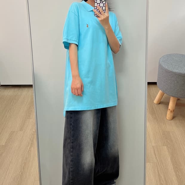 폴로 랄프로렌 스카이블루 카라 반팔 티셔츠