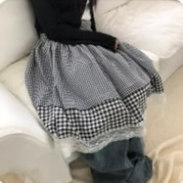 벤딩 체크 캉캉 스커트