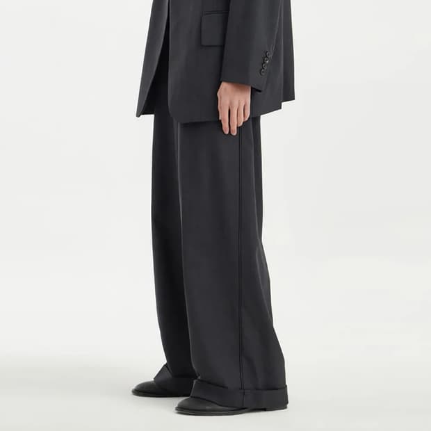 유스 youth leather trim 와이드 팬츠 M
