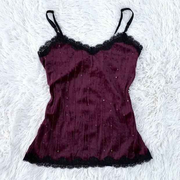 벨벳 와인 레이스 슬리브리스 나시