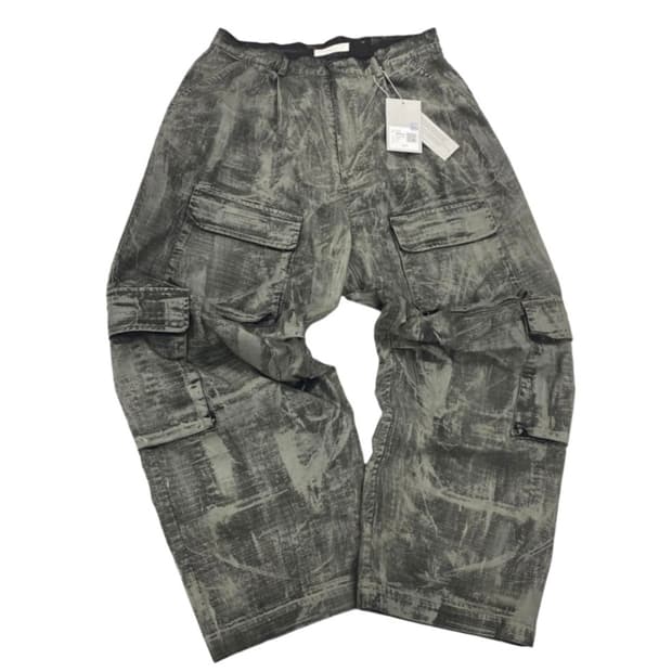 [0] 언더마이카 하반 러프 더티 페인팅 와이드 카고 팬츠 린트