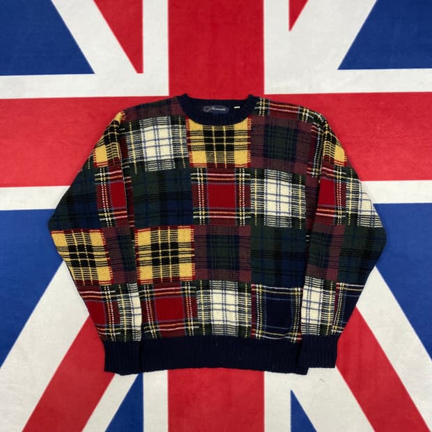 빈티지 체크 울니트 100