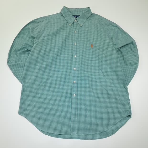 CL979 2XL 폴로 90s 클래식핏 그린 마이크로체크 셔츠 남방