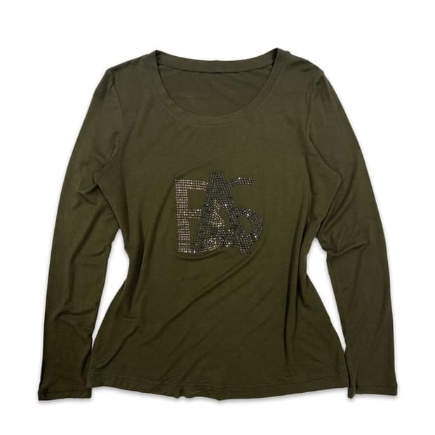 빈티지 BASILE 28 카키 레터링 긴팔티