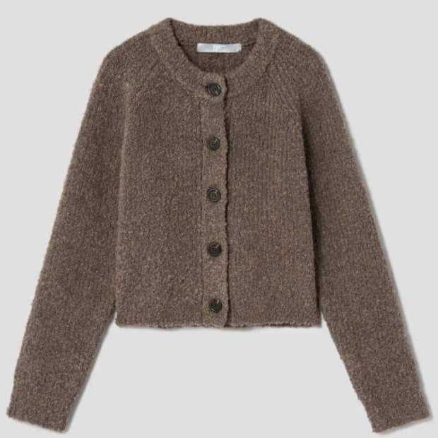 에잇세컨즈 라운드넥 베이직 가디건 브라운 s