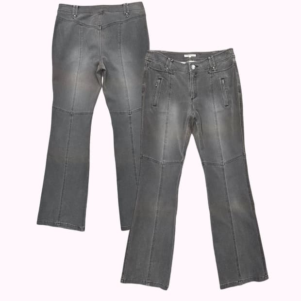 low-rise cubic grey boots-cut jean