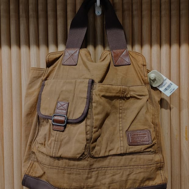 무배)  타미힐피거 코튼 레더 토트백 - OS