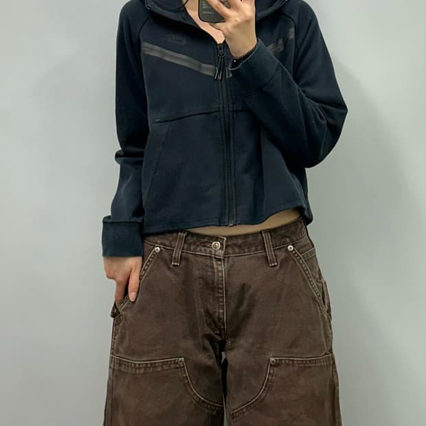 나이키 테크팩 블랙 크롭 후드집업