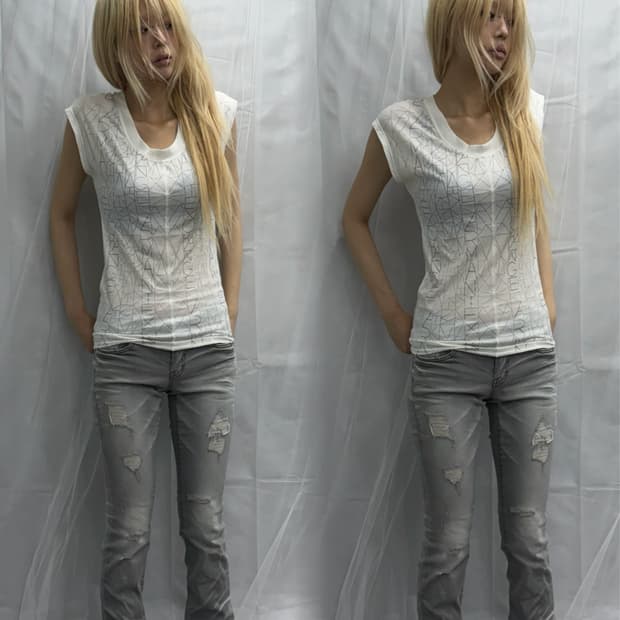 [ARMANI EXCHANGE] Grunge Long Sleeve Top